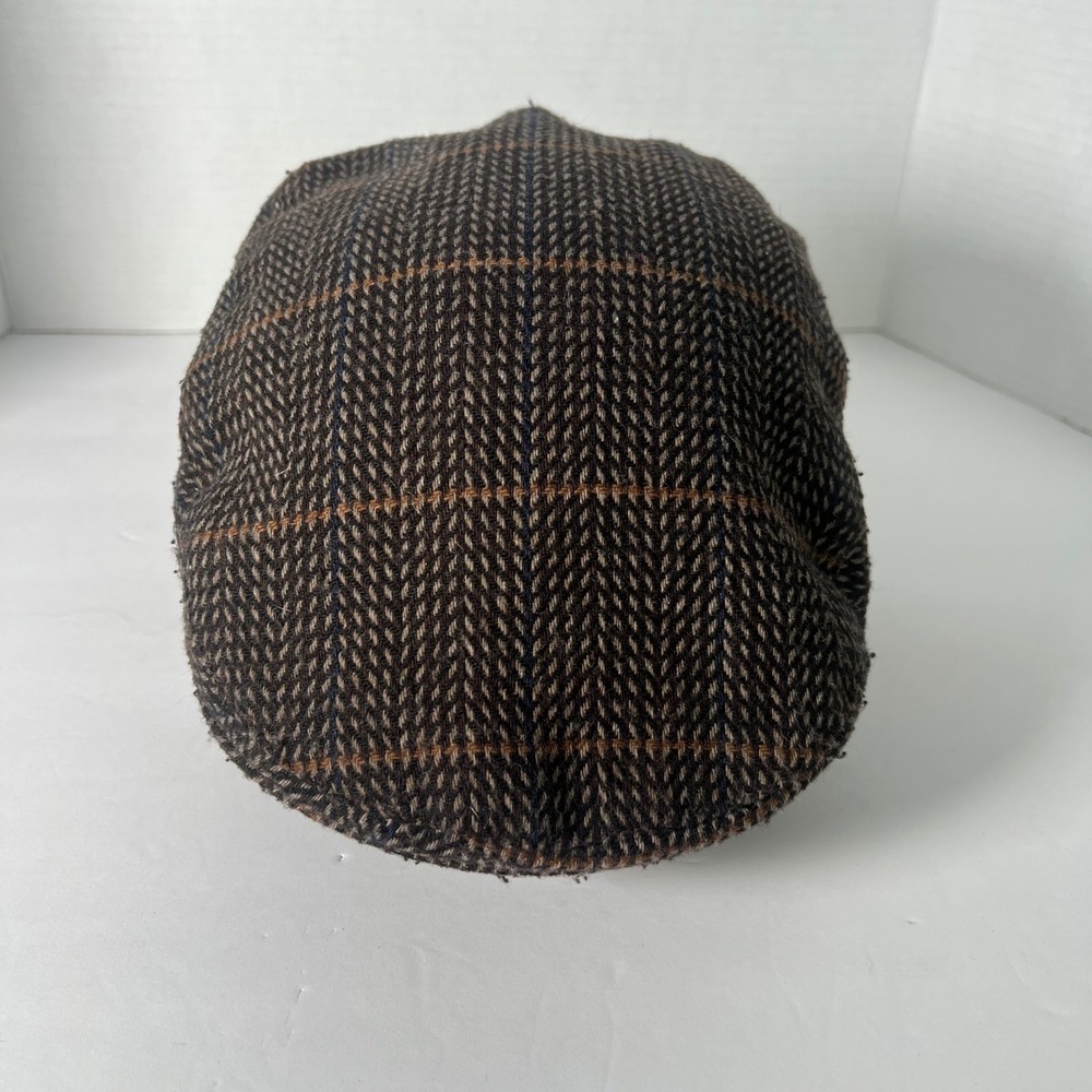 Vintage Totes Flat Cap Herringbone‎ Plaid Tweed Wool Blend Ear Flaps Size L